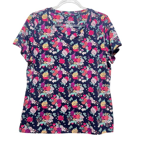 Sleep Sense Floral Pajama Set Top M Bottom S Cotton Stretch Lounge Pockets - Picture 3 of 8